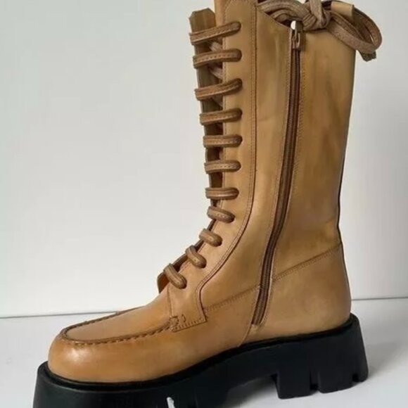 Free People Tan lace up zipper Combat Boots - Picture 3 of 6